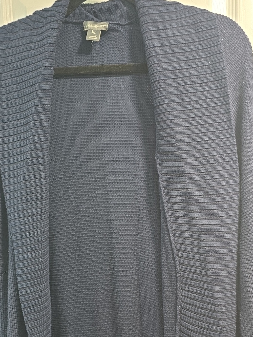 Eddie Bauer Dark Navy Open-Front Ribbed Cardigan - Picture 4 of 9